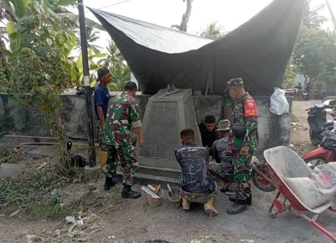 
 Prasasti Tugu TMMD ke 121 Dibangun Kodim 1615 Lotim di Desa Loyok