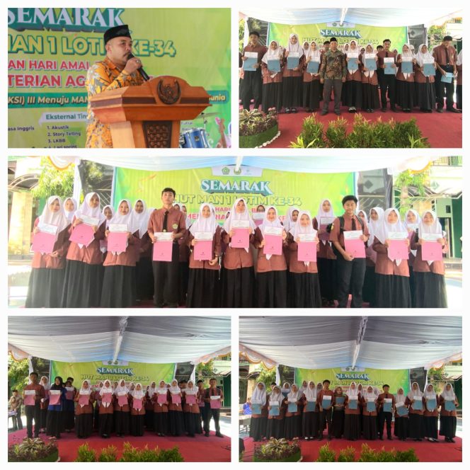 
 Foto : Madrasah Aliyah Negri ((MAN 1) Lombok Timur menggelar Acara Hari Ulang Tahun ke ( 34) dan dirangkaikan dengan memberikan hadiah kepada siswa yang mendapatkan juara 1,2 dan 3