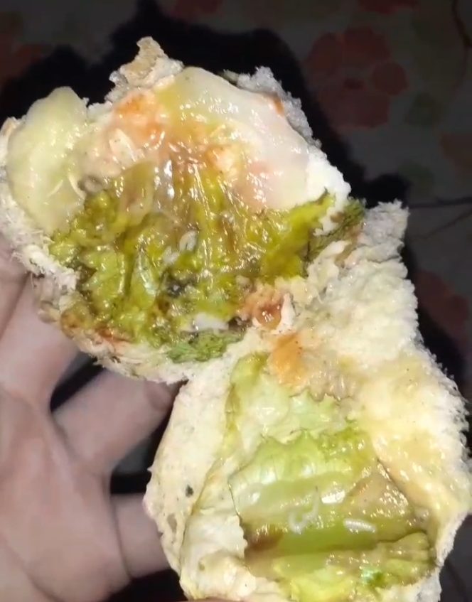 
 Foto Burger yang diambil dari Hasil Screenshot yang terdapat belatung