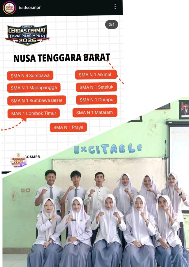 
 MAN 1 Lotim Melaju Wakili Lombok Timur di Ajang LCC Empat Pilar MPR ke Tingkat Provinsi 2026