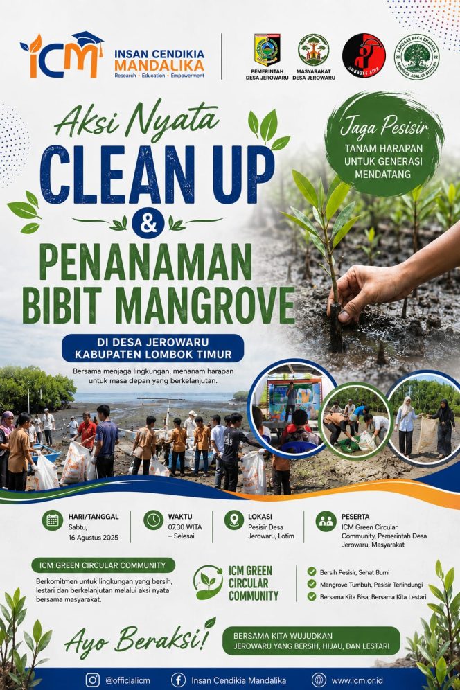 
 ICM Green Circular Community Bersama Pemdes dan Masyarakat Gelar Aksi Clean Up dan Penanaman Mangrove di Desa Jerowaru